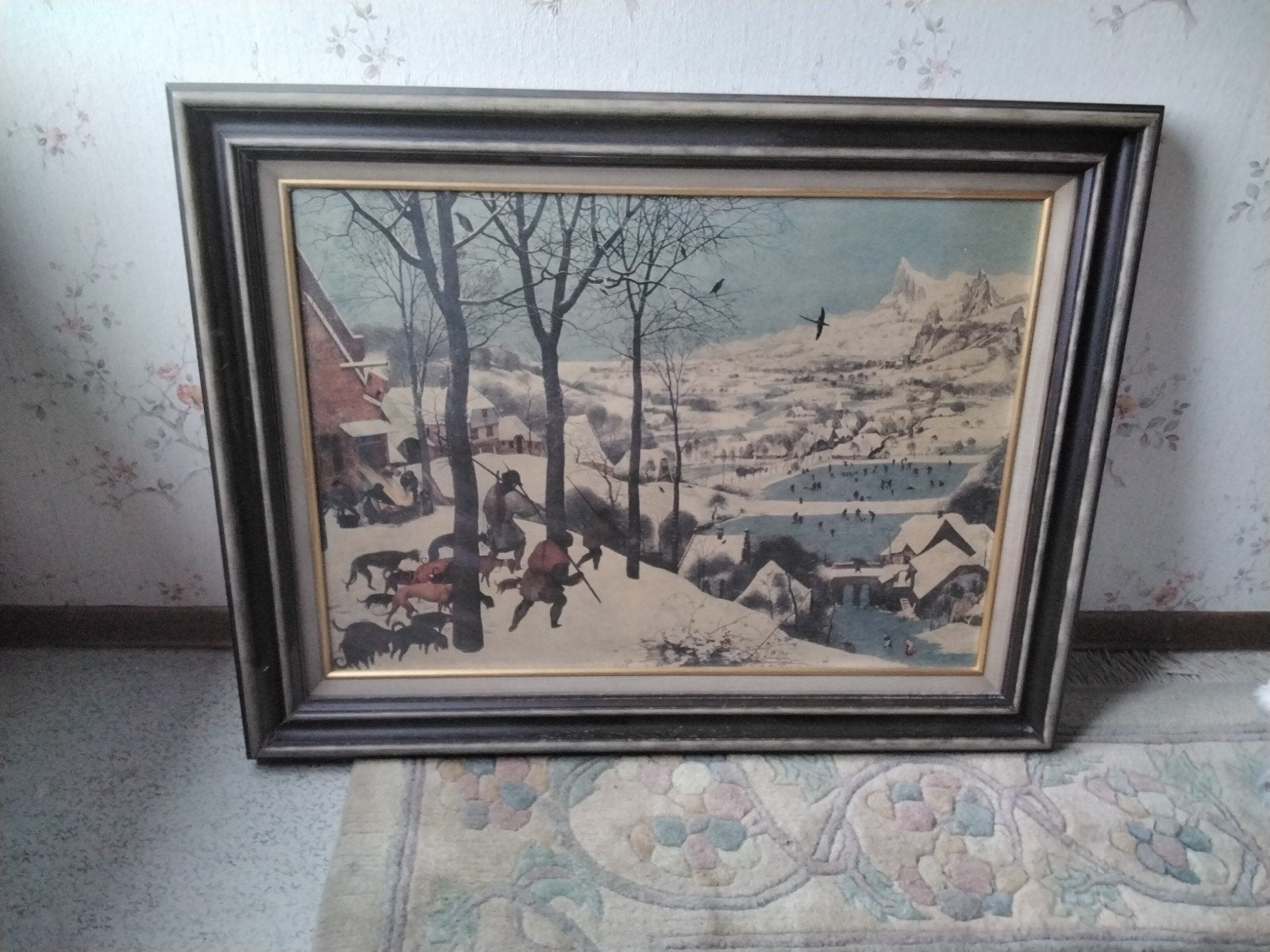 Kader met reproductie Pieter Bruegel de oude, Jagers in de s, Antiek en Kunst, Ophalen, Reproductie