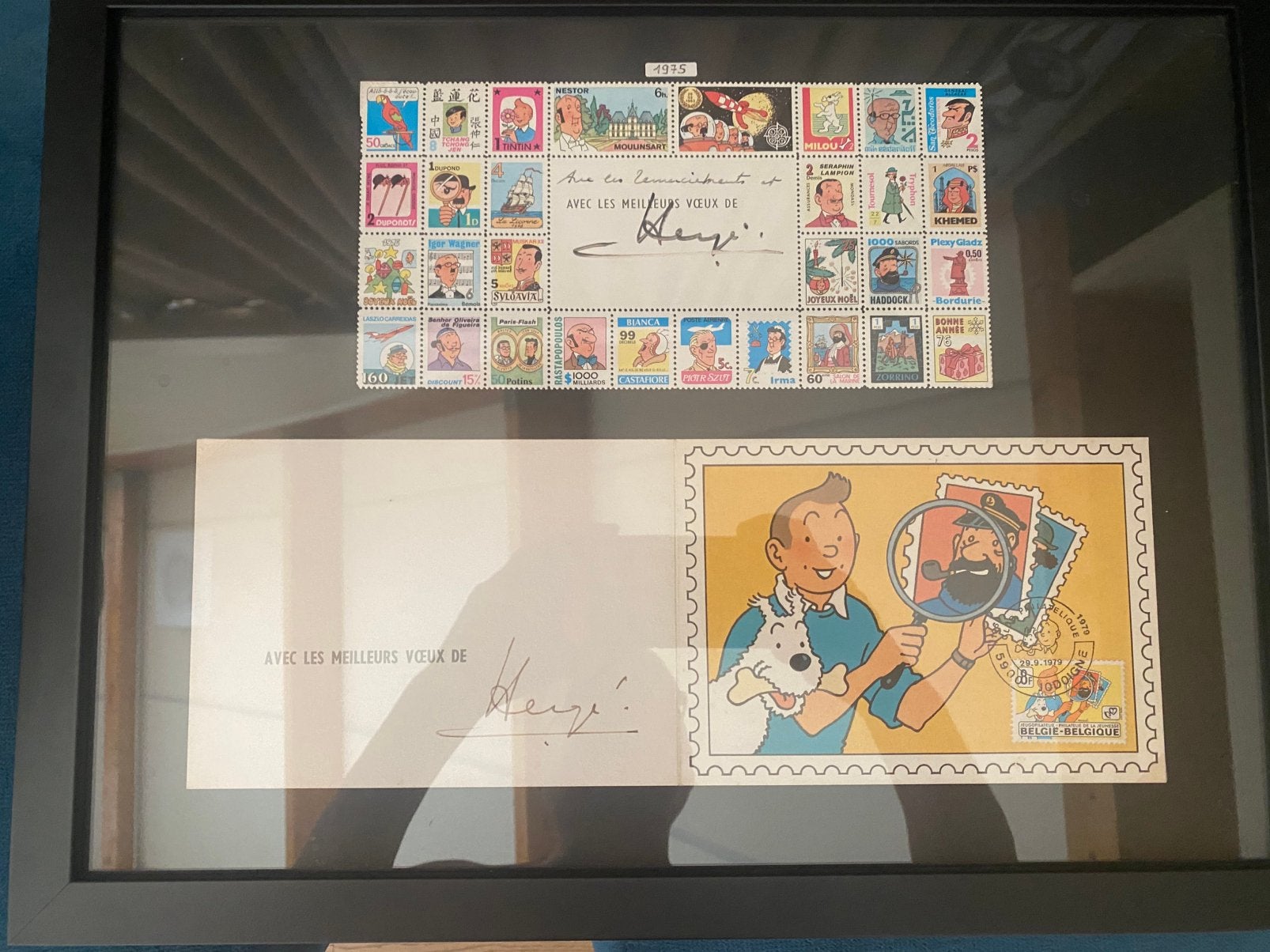 Carte de veux 1975 et 1979 tintin signé par hergé, Enlèvement ou Envoi