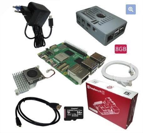 Starter Kit Raspberry Pi 5 8Go SD64 Boitier (sous garantie), Enlèvement ou Envoi, Comme neuf