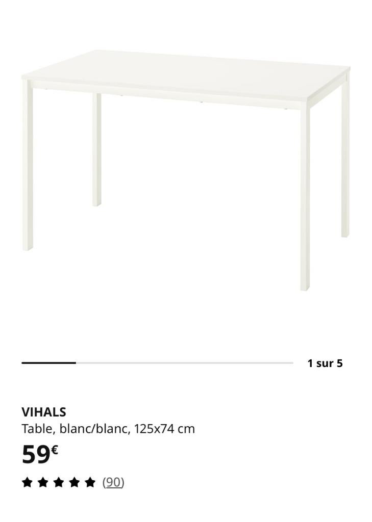 Table VIHALS Ikea, 100 à 150 cm, Quatre personnes, Comme neuf, Enlèvement