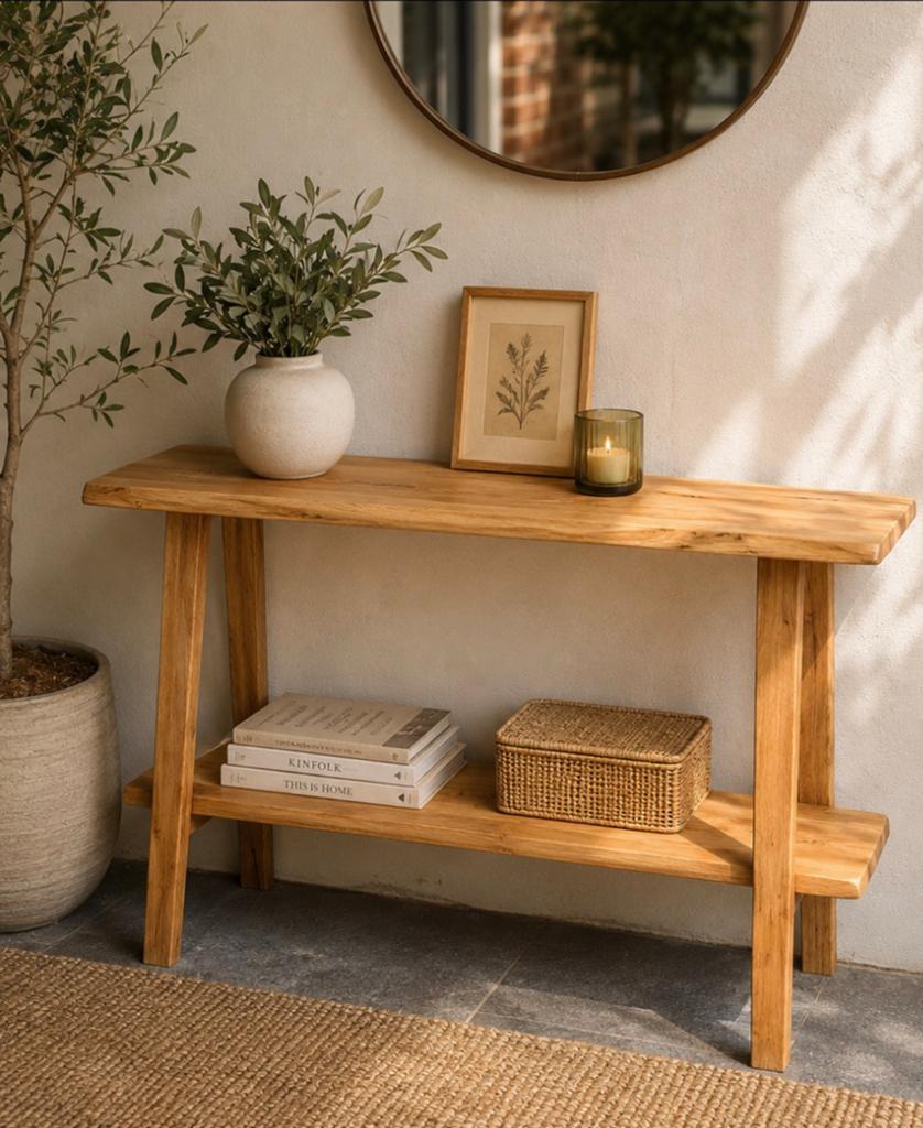 Handgemaakte massief eiken sidetable, Ophalen, 100 tot 150 cm, Eikenhout, Nieuw
