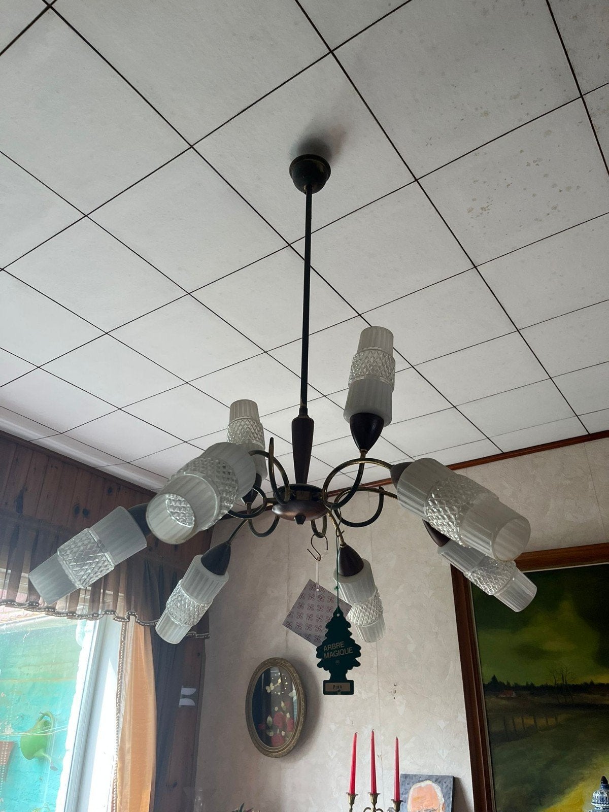 Mooie vintage hanglamp – 8 lichtpunten, Ophalen