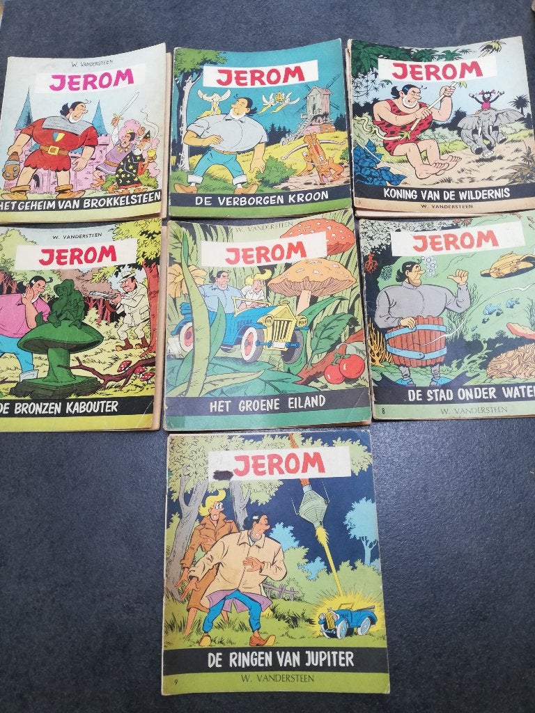 7 strips Jerom oude eerste druk, Boeken, Stripverhalen, Gelezen, Willy vandersteen, Ophalen of Verzenden, Meerdere stripboeken