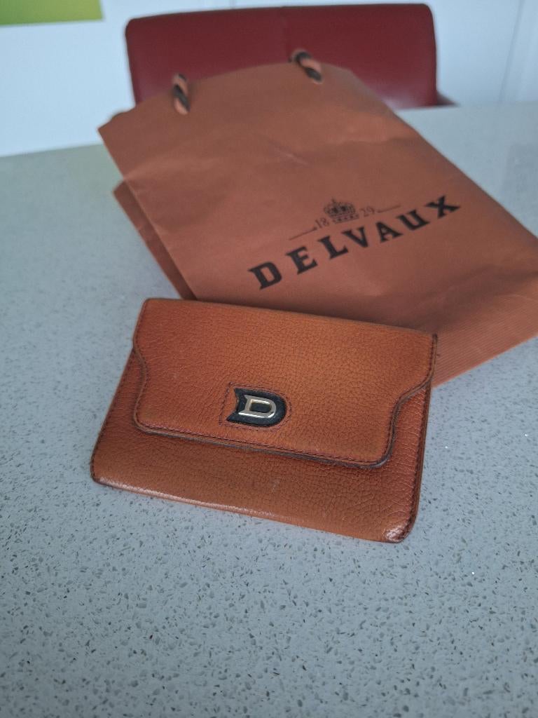 portemonnaie delvaux cognac generft leder, Handtassen en Accessoires, Overige kleuren, Zo goed als nieuw, Leder, Ophalen