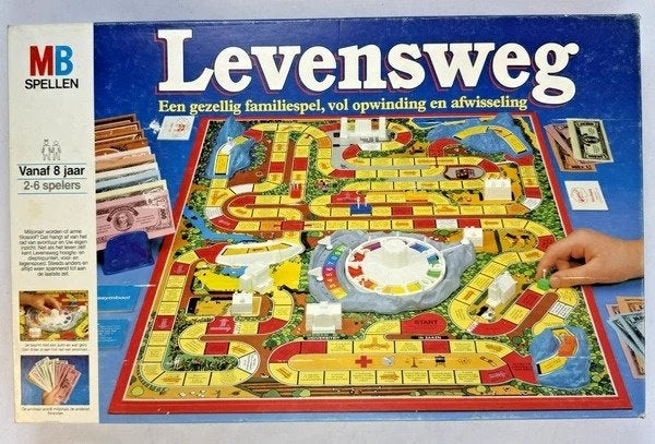 MB Levensweg Bordspel Vintage 1980s Spel compleet grote doos, Hobby en Vrije tijd, Een of twee spelers, Verzenden, Zo goed als nieuw