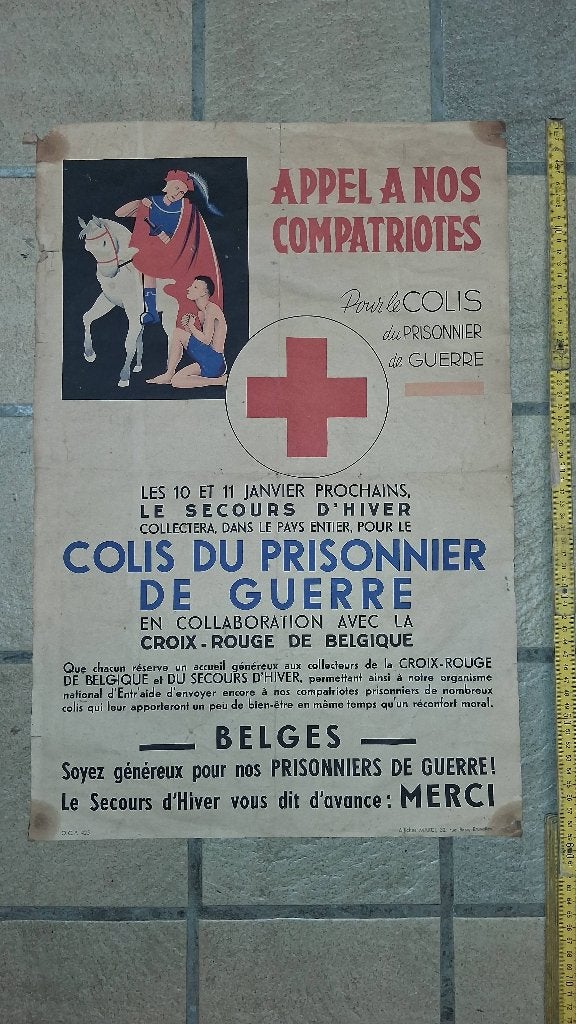 Affiche Croix Rouge belge ww2, Enlèvement ou Envoi