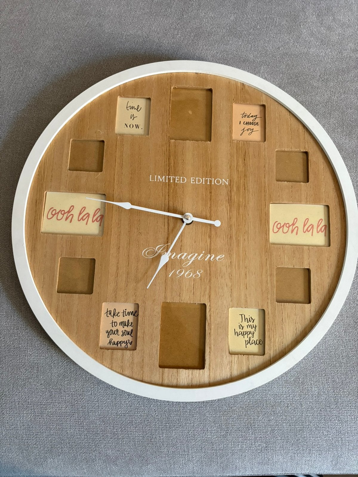 Horloge/cadre photos en bois (40 cm), Enlèvement ou Envoi, Comme neuf, Bois