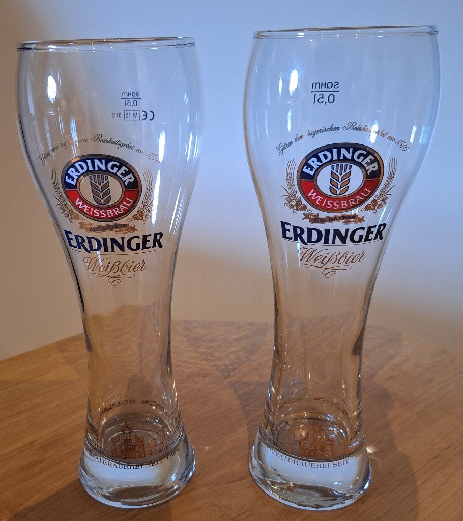 Set van 2 Erdinger Weissbier glazen (halve liter glazen), Enlèvement ou Envoi, Comme neuf, Verre ou Verres, Autres marques