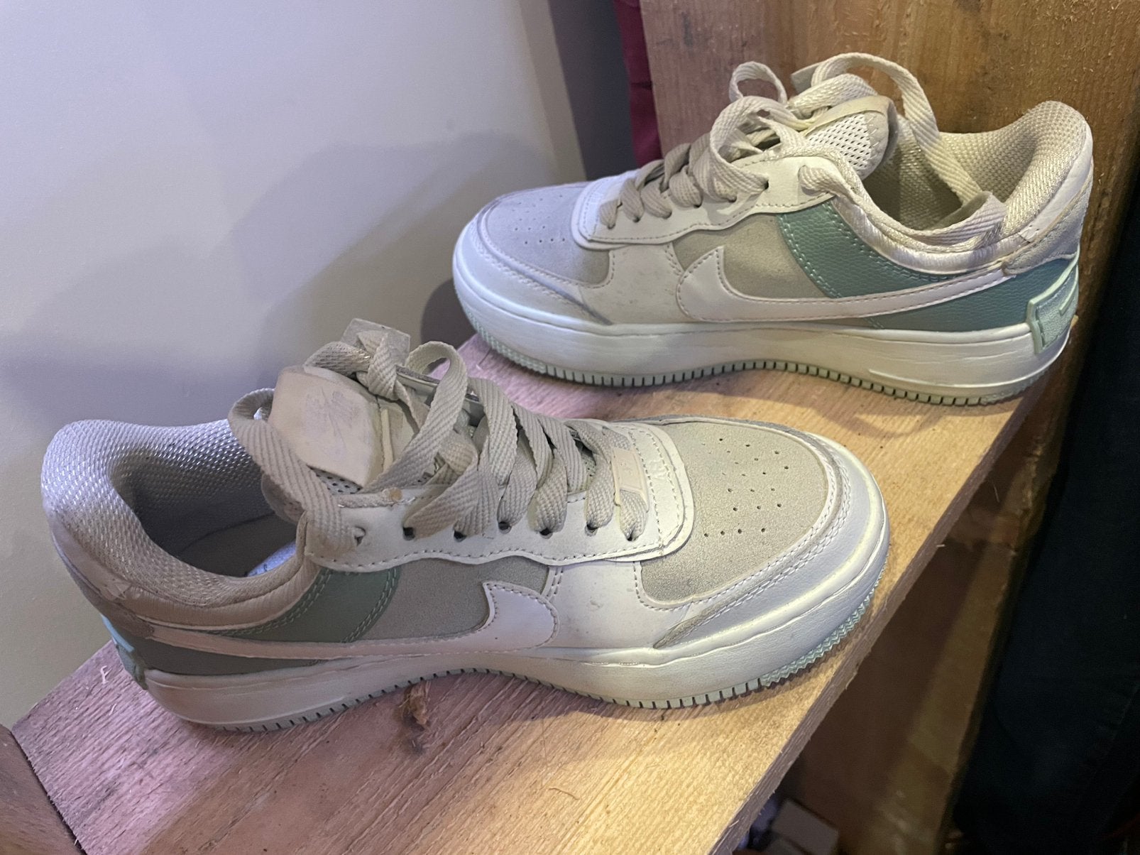 Nike Air Force 1 Shadow Femme Blanc Gris Bleu Turquoise 37,5, Enlèvement ou Envoi, Utilisé, Chaussures