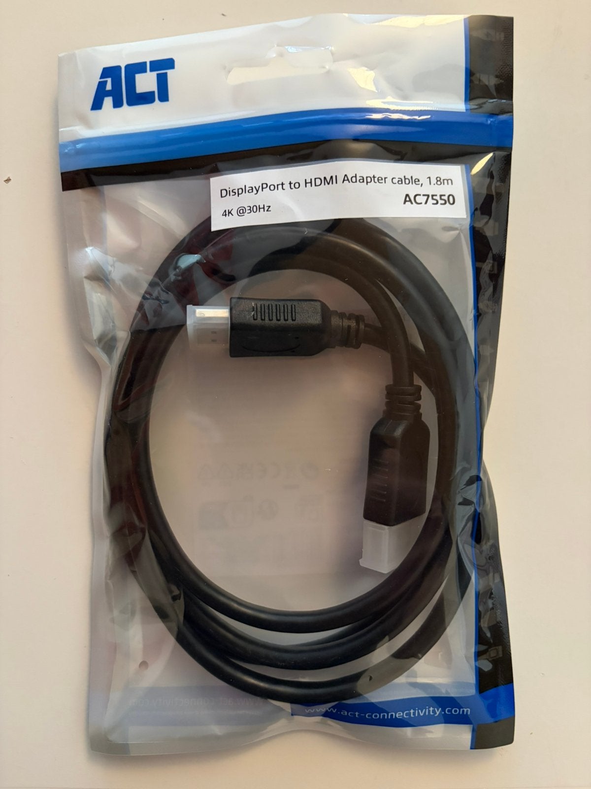 ACT 7550 kabel displayport naar HDMI adapter 1,8m lang, Computers en Software, Pc- en Netwerkkabels, Ophalen, Zo goed als nieuw