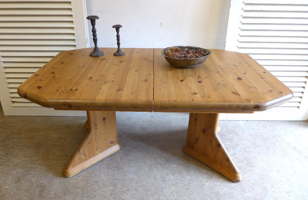 Deense uitschuifbare brutalistische eettafel 160- 210 cm, Huis en Inrichting, Ophalen, 200 cm of meer, 50 tot 100 cm, Zo goed als nieuw