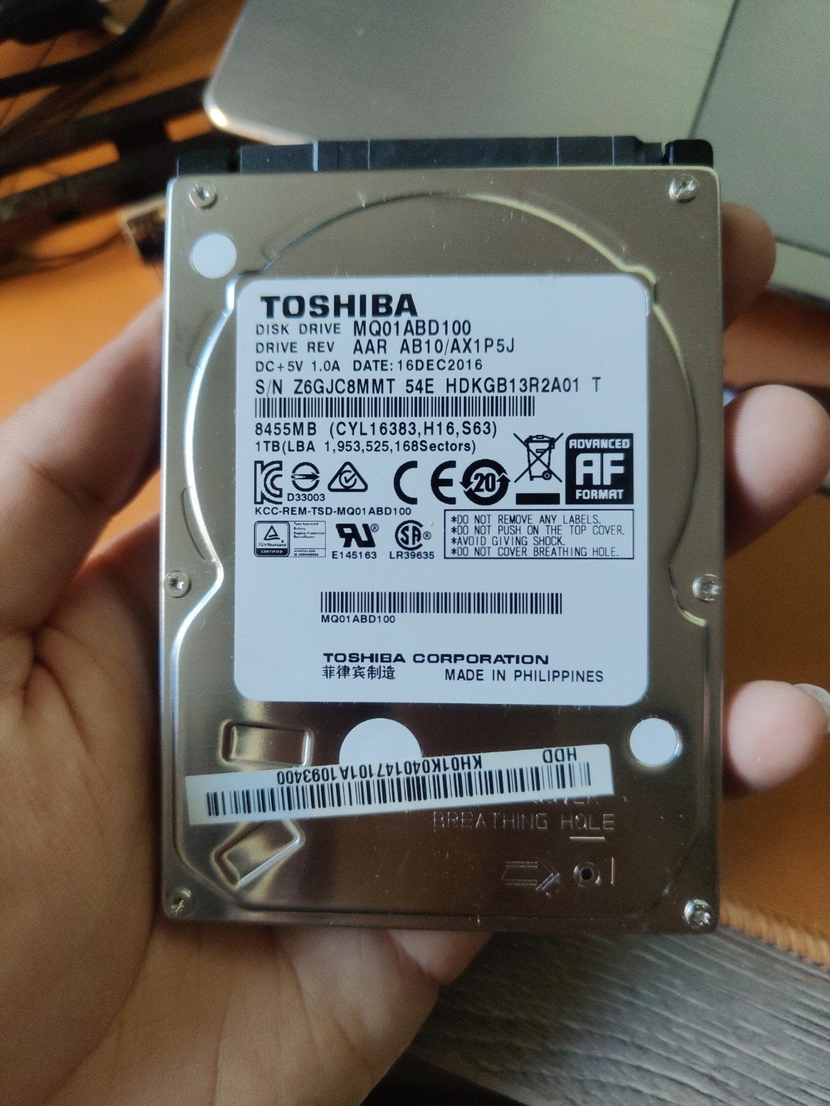 Toshiba harde schijf van 1 TB, Computers en Software, Harde schijven, Ophalen, HDD