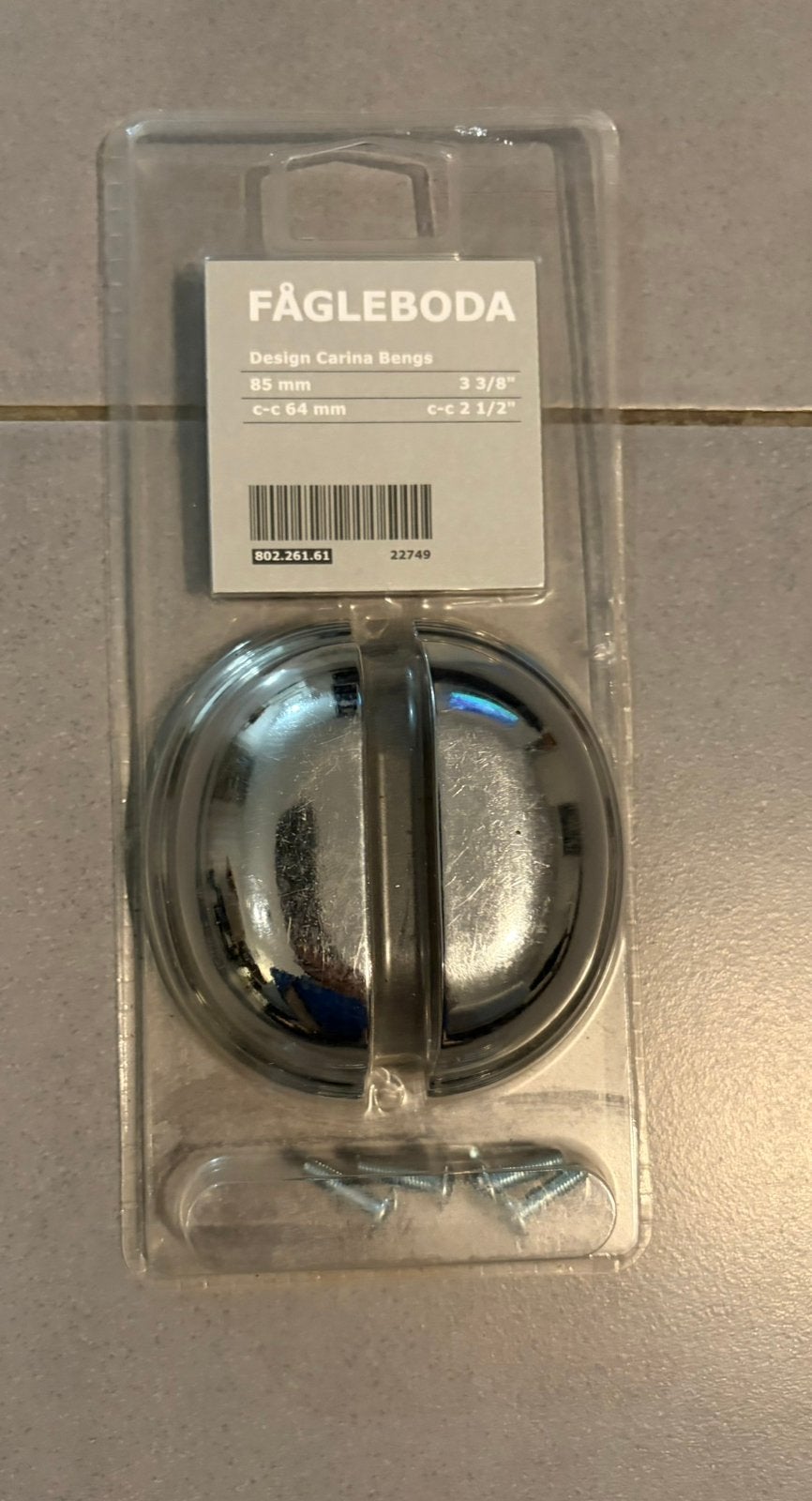 IKEA FÅGLEBODA handgreep chroom 85 mm – nieuw in verpakking, Ophalen of Verzenden, Zo goed als nieuw, Chroom