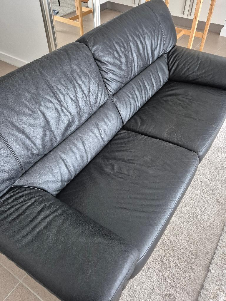 CANAPE CUIR NOIR, 150 à 200 cm, Enlèvement, Utilisé, Cuir