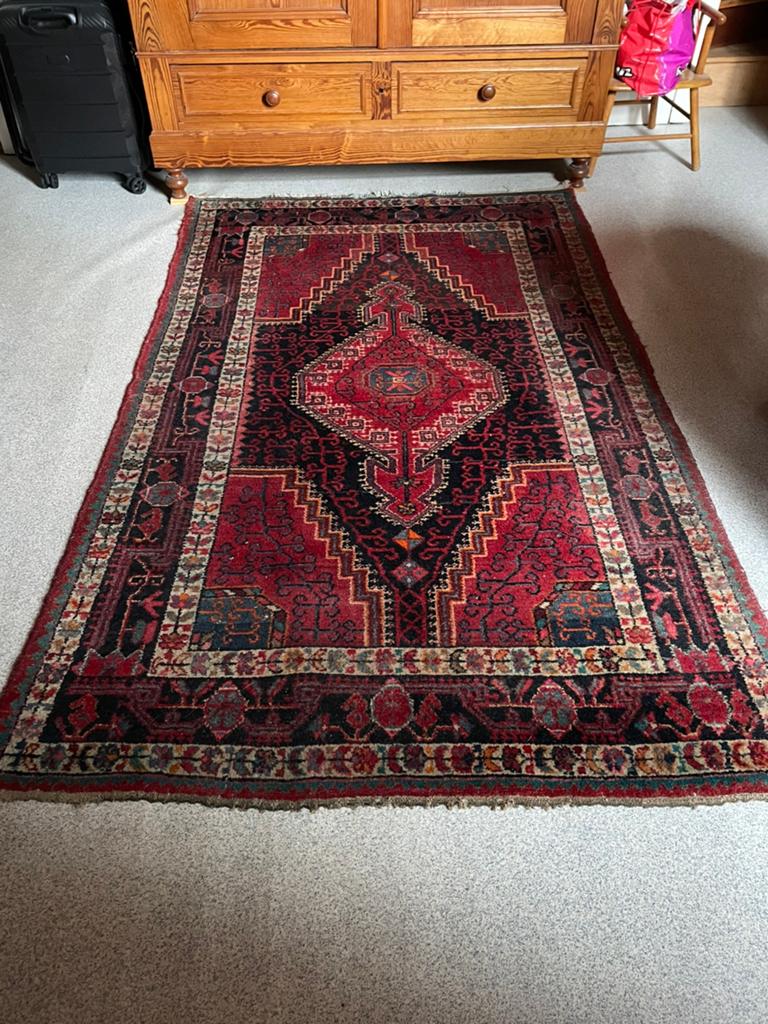 Vintage handgeknoopt perzisch  tapijt met certificaat, Ophalen, Gebruikt
