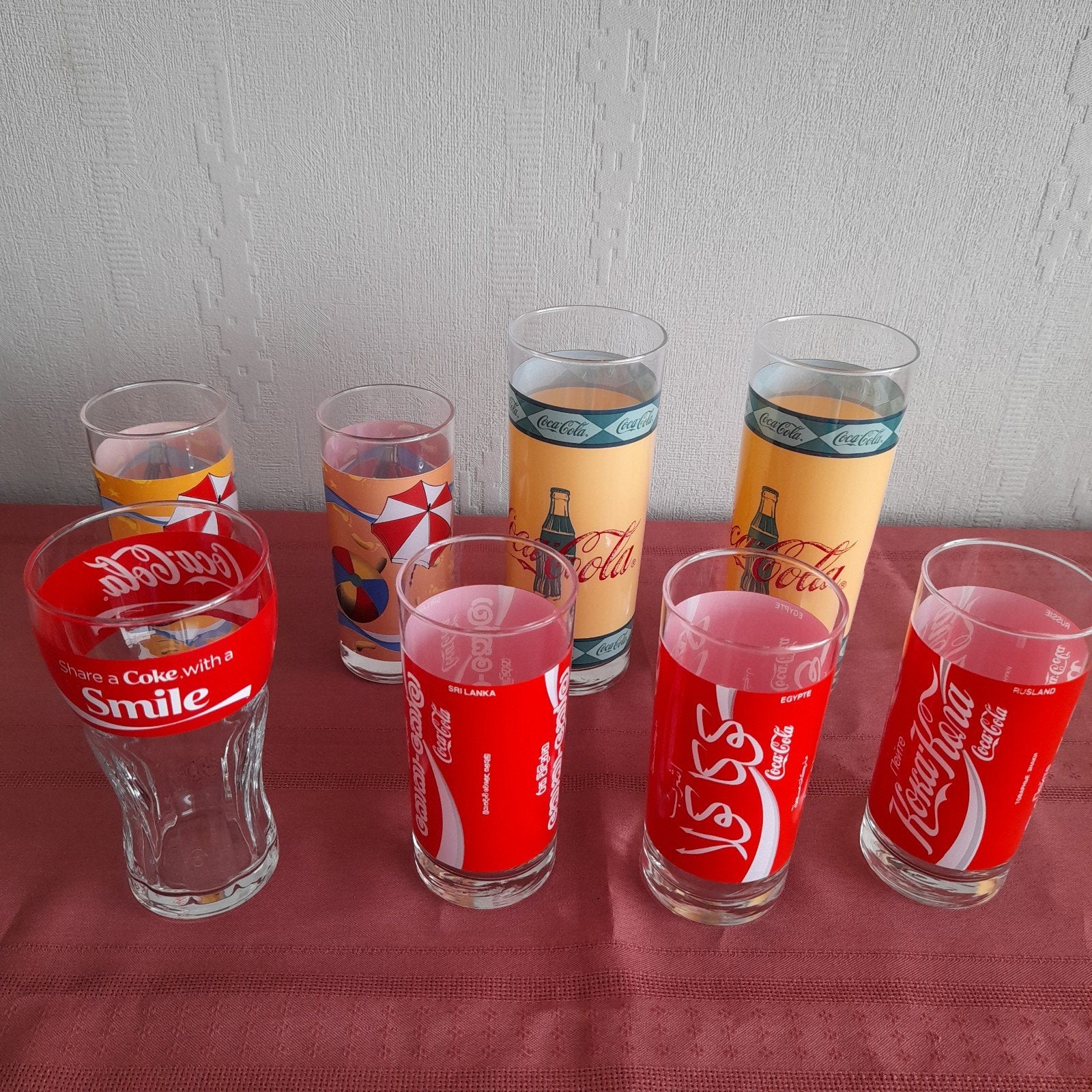 9 Coca-Cola glazen  - allerlei  ( lot)., Verzamelen, Ophalen, Zo goed als nieuw, Frisdrankglas