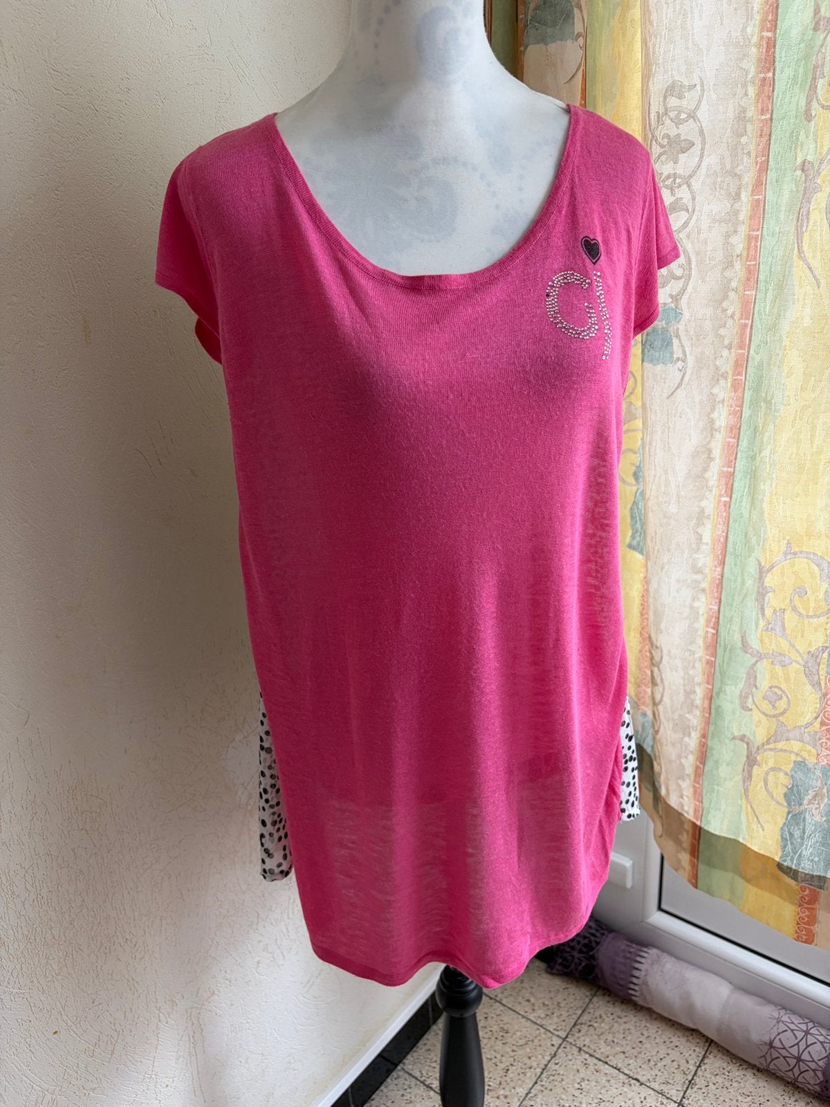 T-Shirt Long Tunique Rose Flashy & Dos à Pois Gaudi Jean M/L, Vêtements | Femmes, Blouses & Tuniques, Enlèvement ou Envoi, Comme neuf