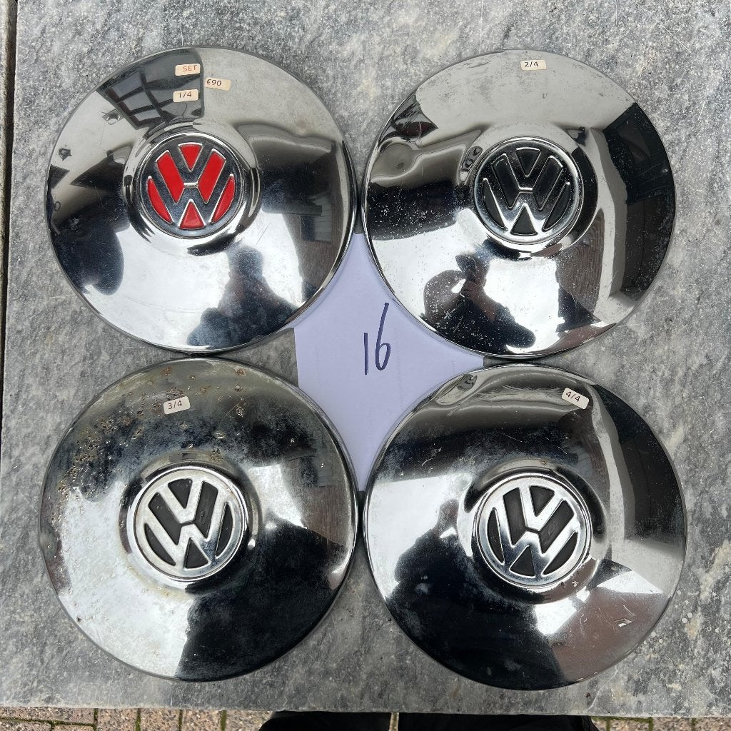 VW 4x130 Chromen wieldopset KG Kever T14 1968+ (16), Ophalen of Verzenden, Gebruikt