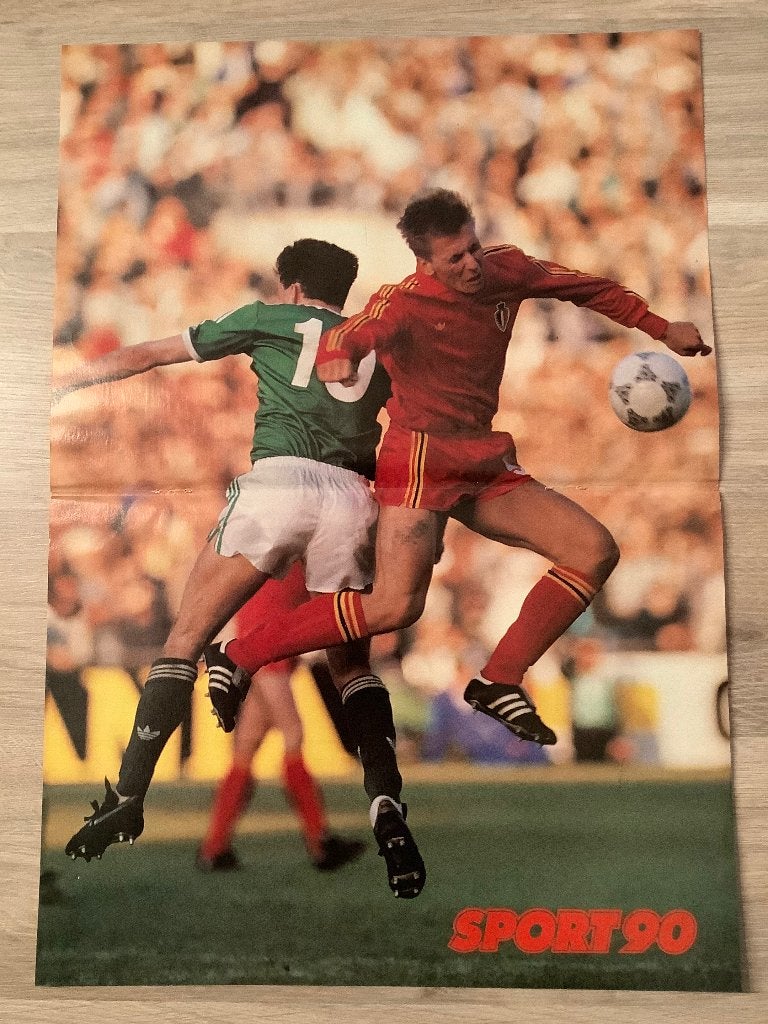 Poster Rode Duivel Patrick Vervoort bij uit 1990, Verzamelen, Ophalen of Verzenden, Zo goed als nieuw, Poster, Plaatje of Sticker