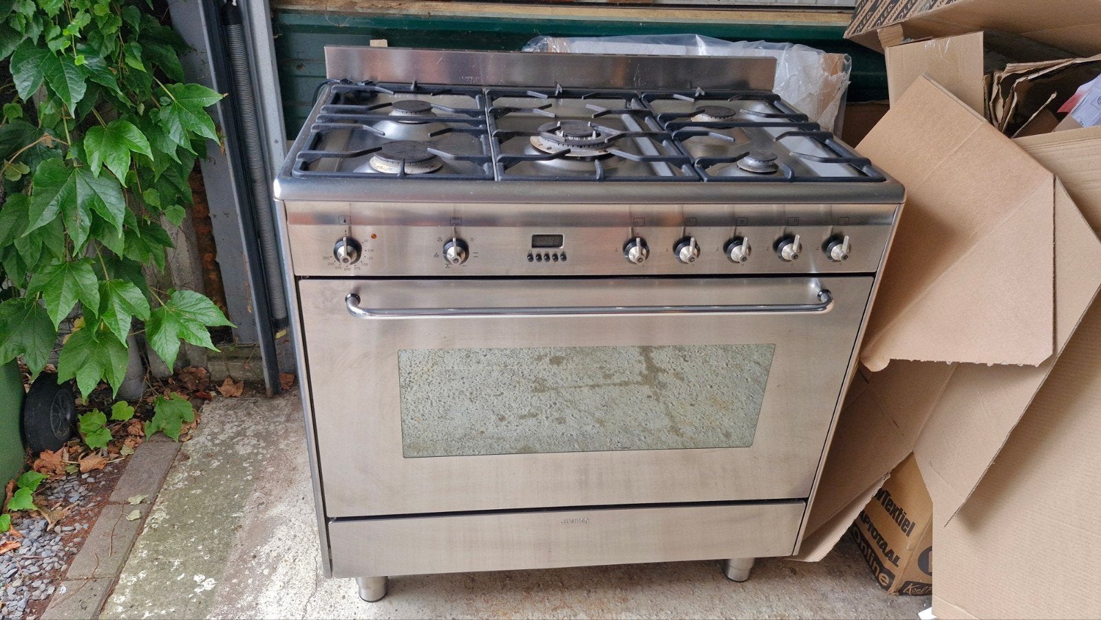 smeg gasfornuis 90 cm breed , hoogte aanpasbaar 90-98, Ophalen, Gebruikt, 60 cm of meer, Gas