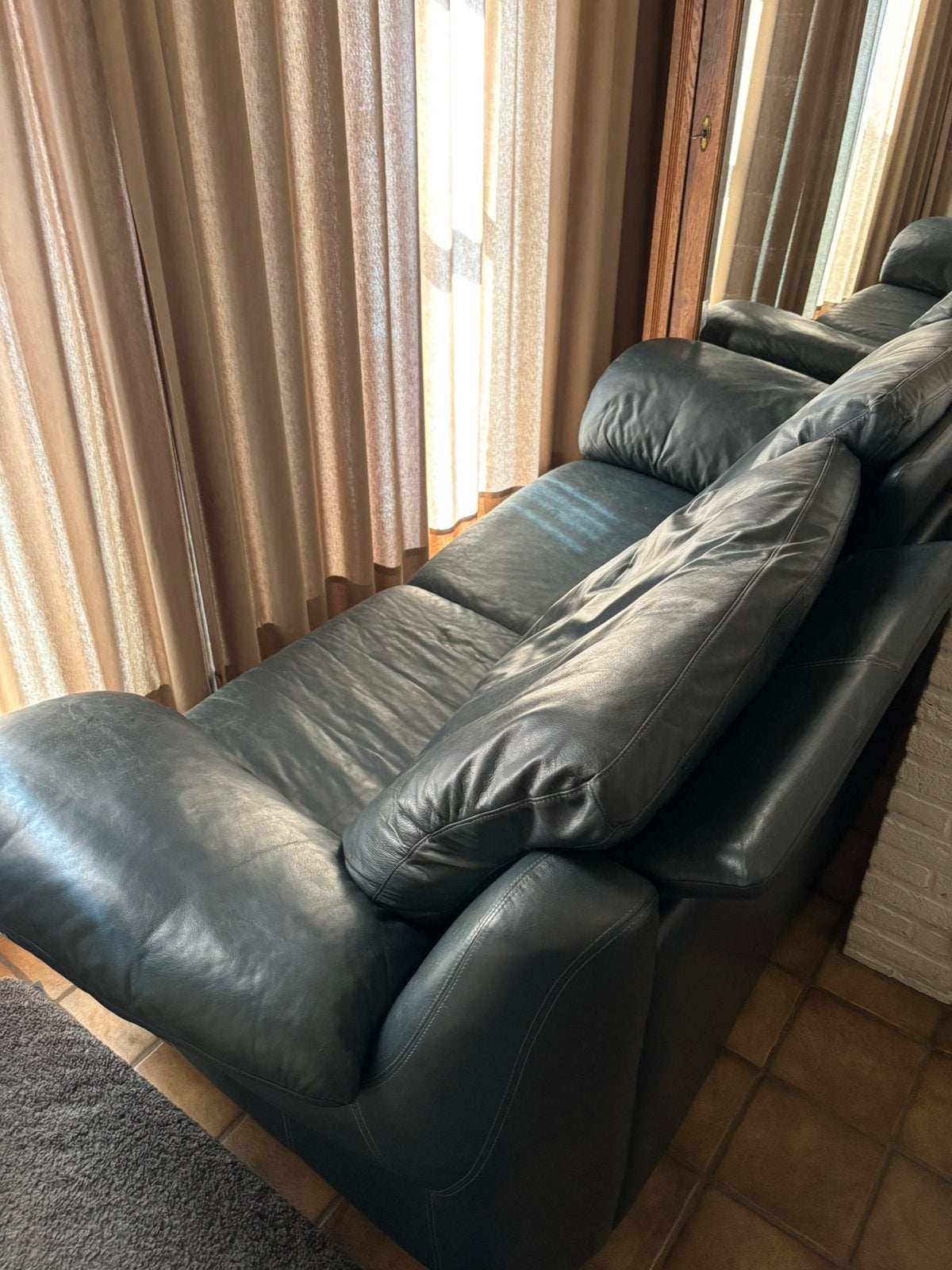 Lederen 3zit natuzzi, Huis en Inrichting, Ophalen, Gebruikt, 100 tot 125 cm, Driepersoons