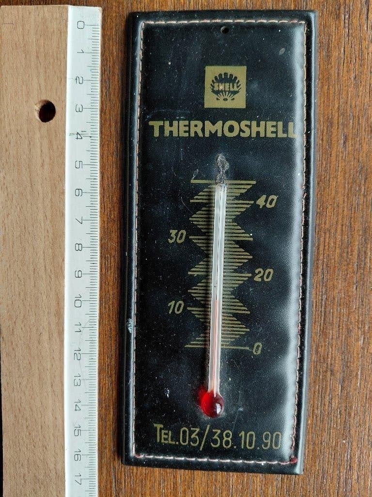 Thermometer Shell - benzine - olie - reclame, Ophalen of Verzenden, Gebruikt, Gebruiksvoorwerp