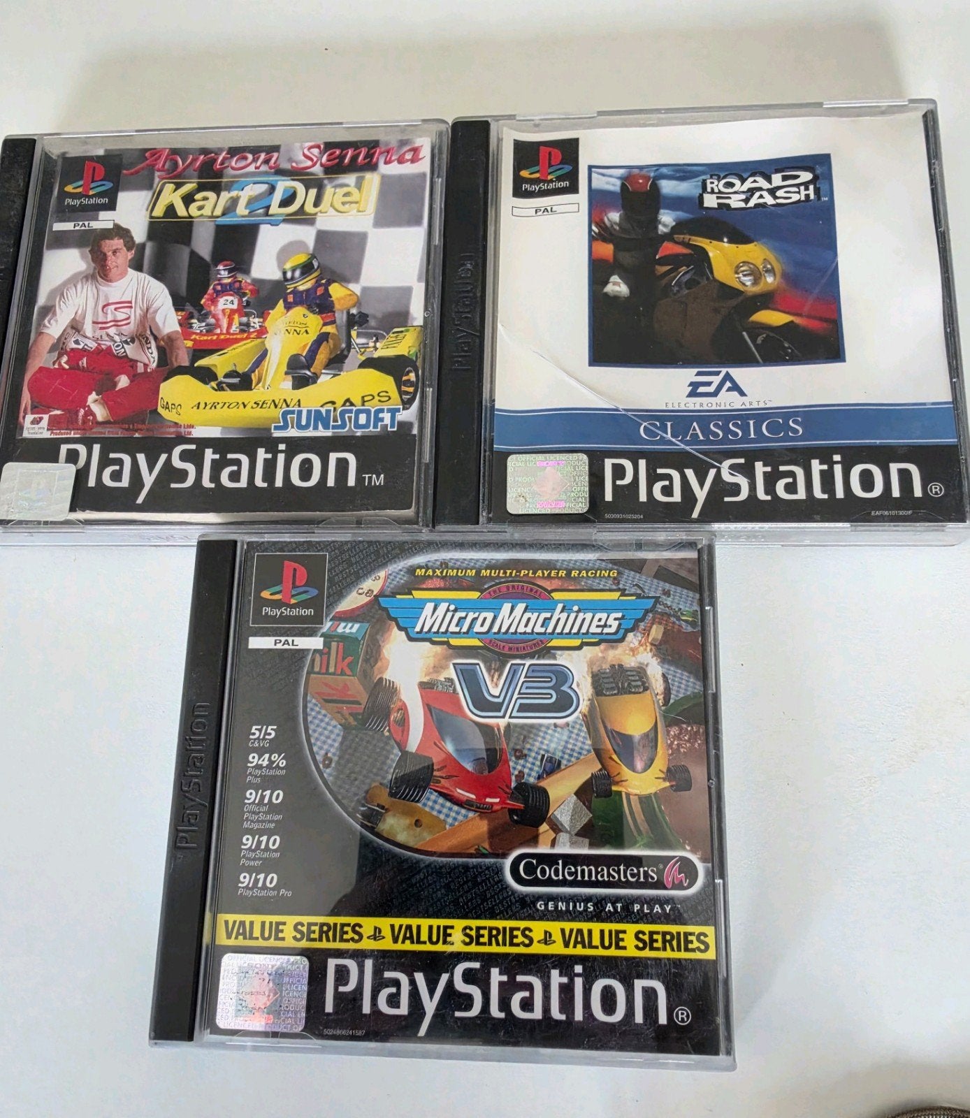lot playstation games micromachines & road rash & kart duel, Ophalen of Verzenden
