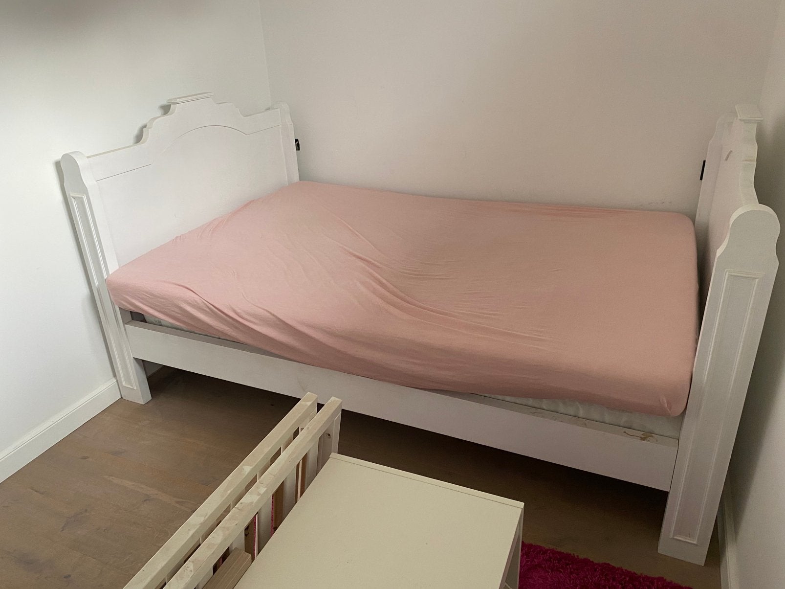 Bed twijfelaar wit schilderhout, Maison & Meubles, Autres dimensions, Queen size, Enlèvement, Utilisé