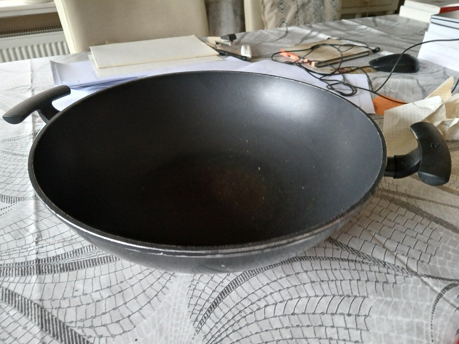 Grote wokpan 36 cm, Ophalen, Gebruikt, Inductieplaat