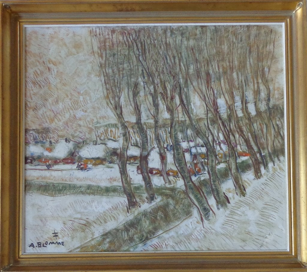 ALFONS BLOMME / WAAIENDE BOMEN / OLIEVERF / 81x91cm / KADER, Gesigneerd, Hout, Olieverf, Landschap