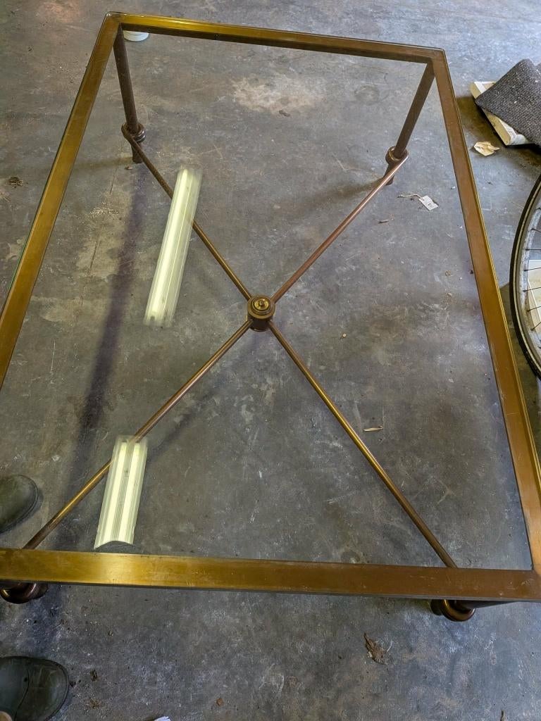 Messing salontafel Vintage jaren 70, 100 à 150 cm, Moins de 50 cm, Vintage, Comme neuf