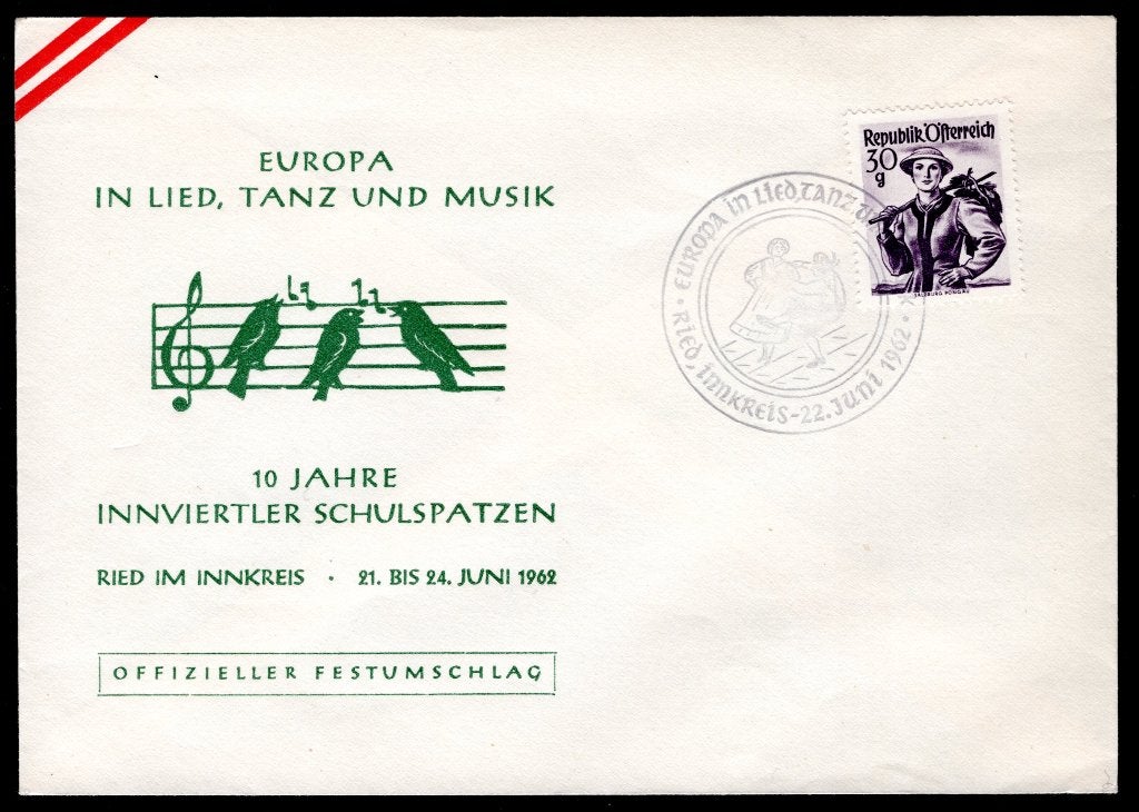 OOSTENRIJK Europa in Lied, Tanz und Musik 1962, Postzegels en Munten, Postzegels | Europa | Oostenrijk, Verzenden, Gestempeld