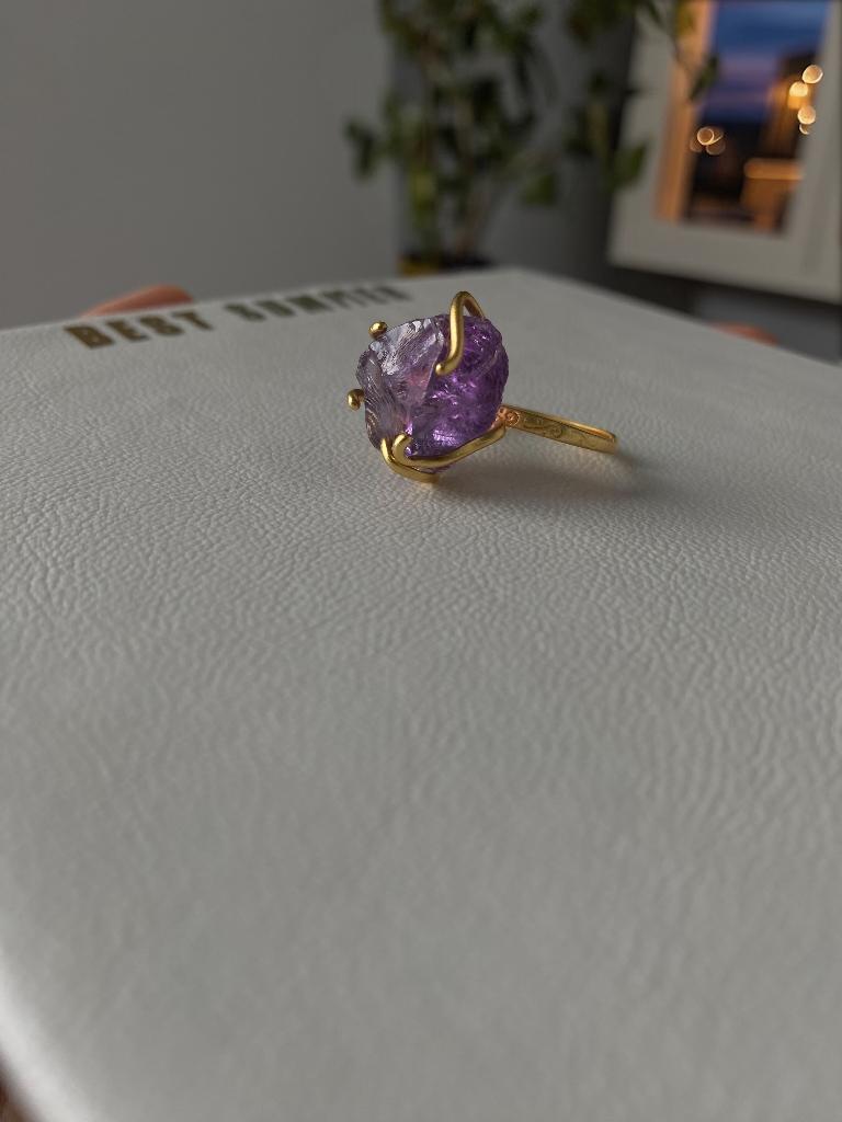 Bague en améthyste violette naturelle, Bijoux, Sacs & Beauté, Neuf, Enlèvement ou Envoi, Avec cristal, Femme