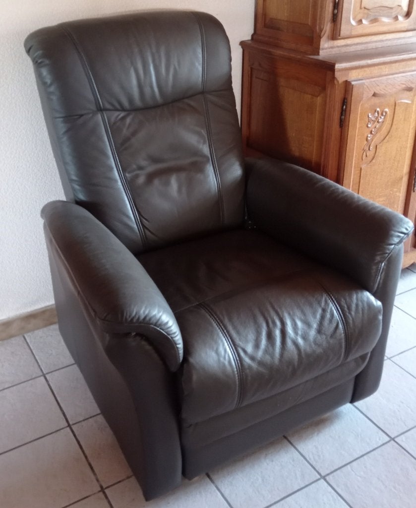 Relaxzetel leder, Ophalen, Zo goed als nieuw, Leer
