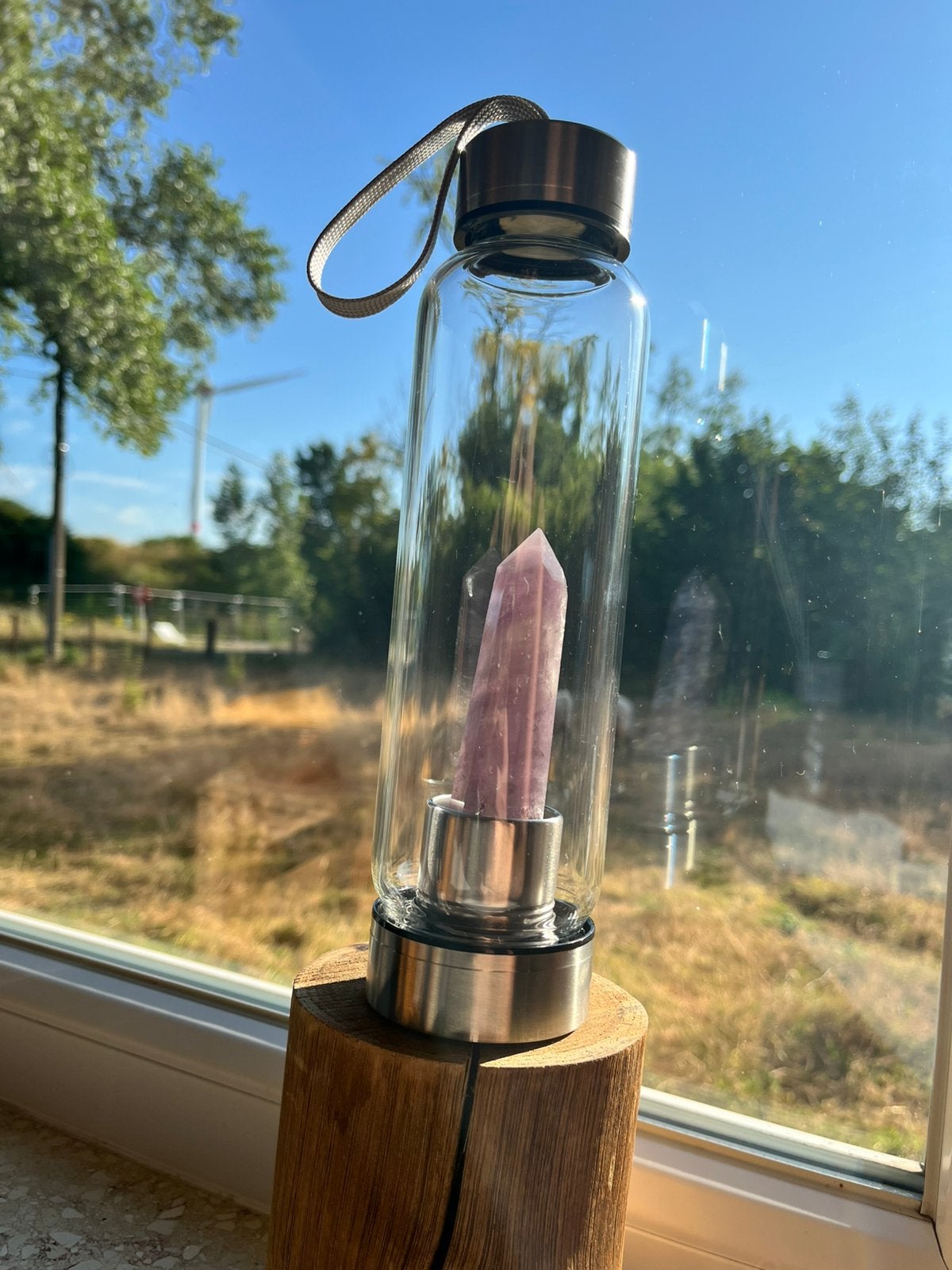 Amethist glazen drinkfles, Ophalen of Verzenden, Nieuw