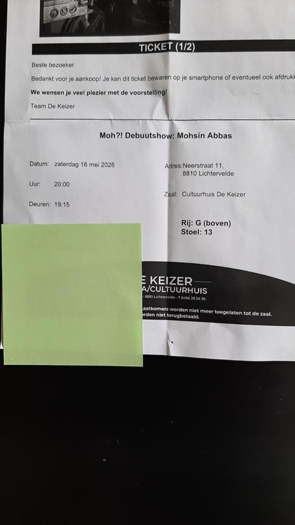 Comedy show Mohsin Abbas 16 mei 2026, 20u in Lichtervelde