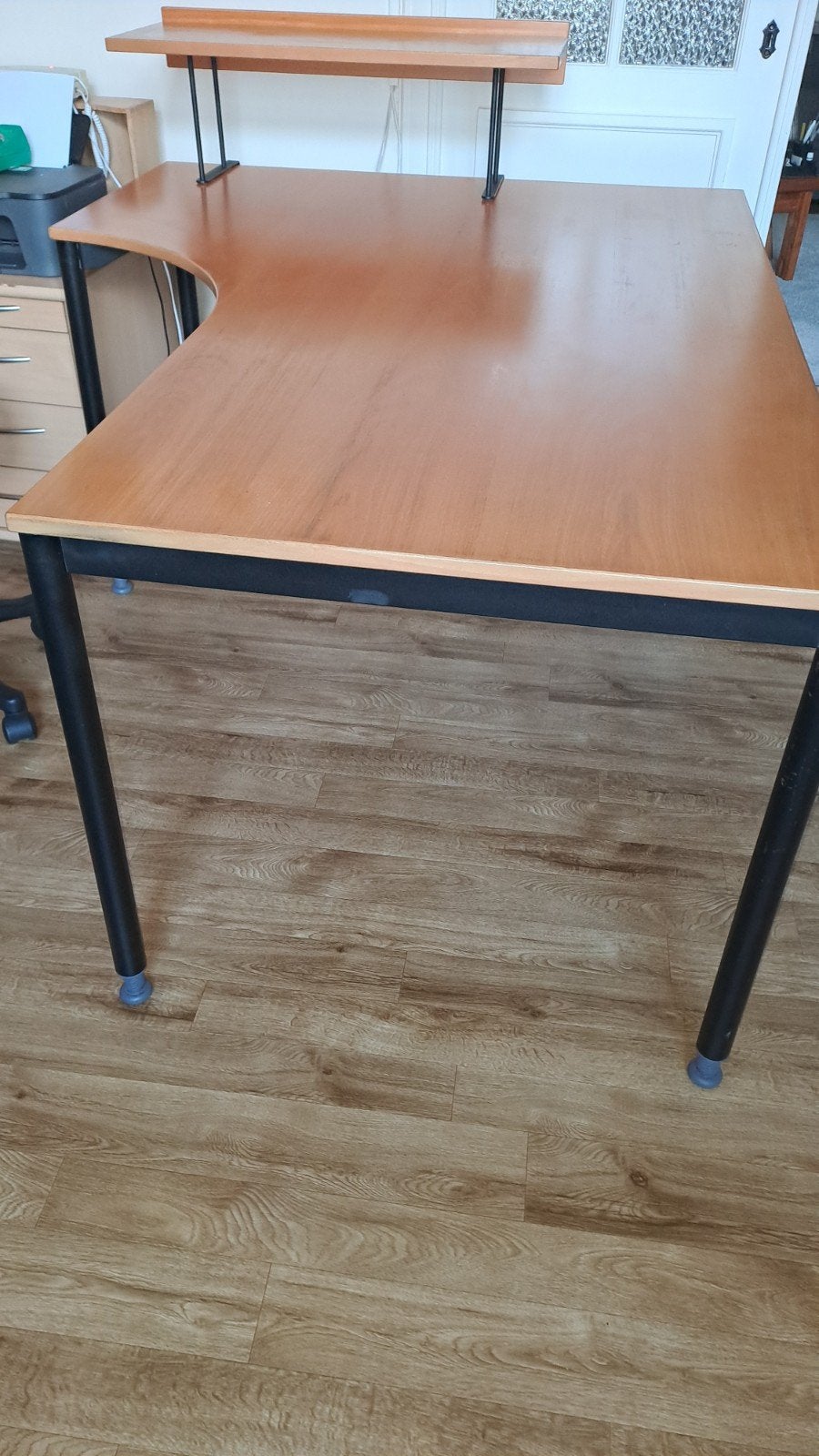 Bureau avec retour et étagère Ikéa, Maison & Meubles, Utilisé, IKEA, Beige, Enlèvement