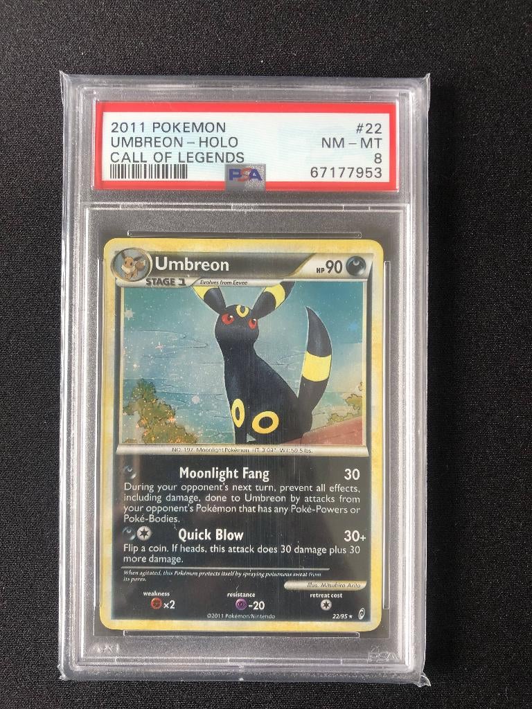 Umbreon holo call of legends psa 8, Ophalen of Verzenden, Zo goed als nieuw, Losse kaart