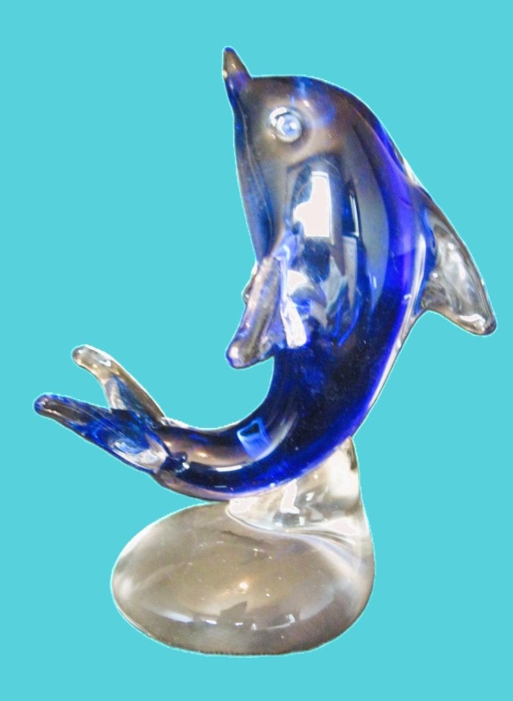 dolfijn Murano in opaalblauw., Ophalen
