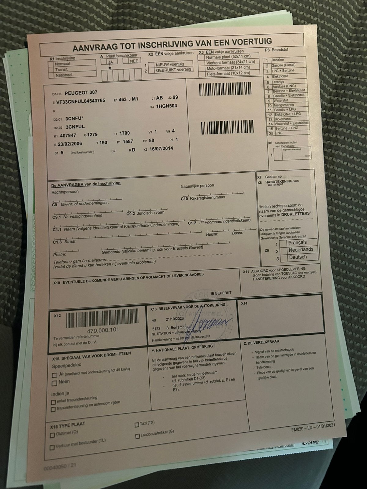 Gekeurd Peugeot 307 1.6 benzine, Auto's, Bedrijf, Handgeschakeld, https://public.car-pass.be/verify/2391-5627-3408, Euro 4