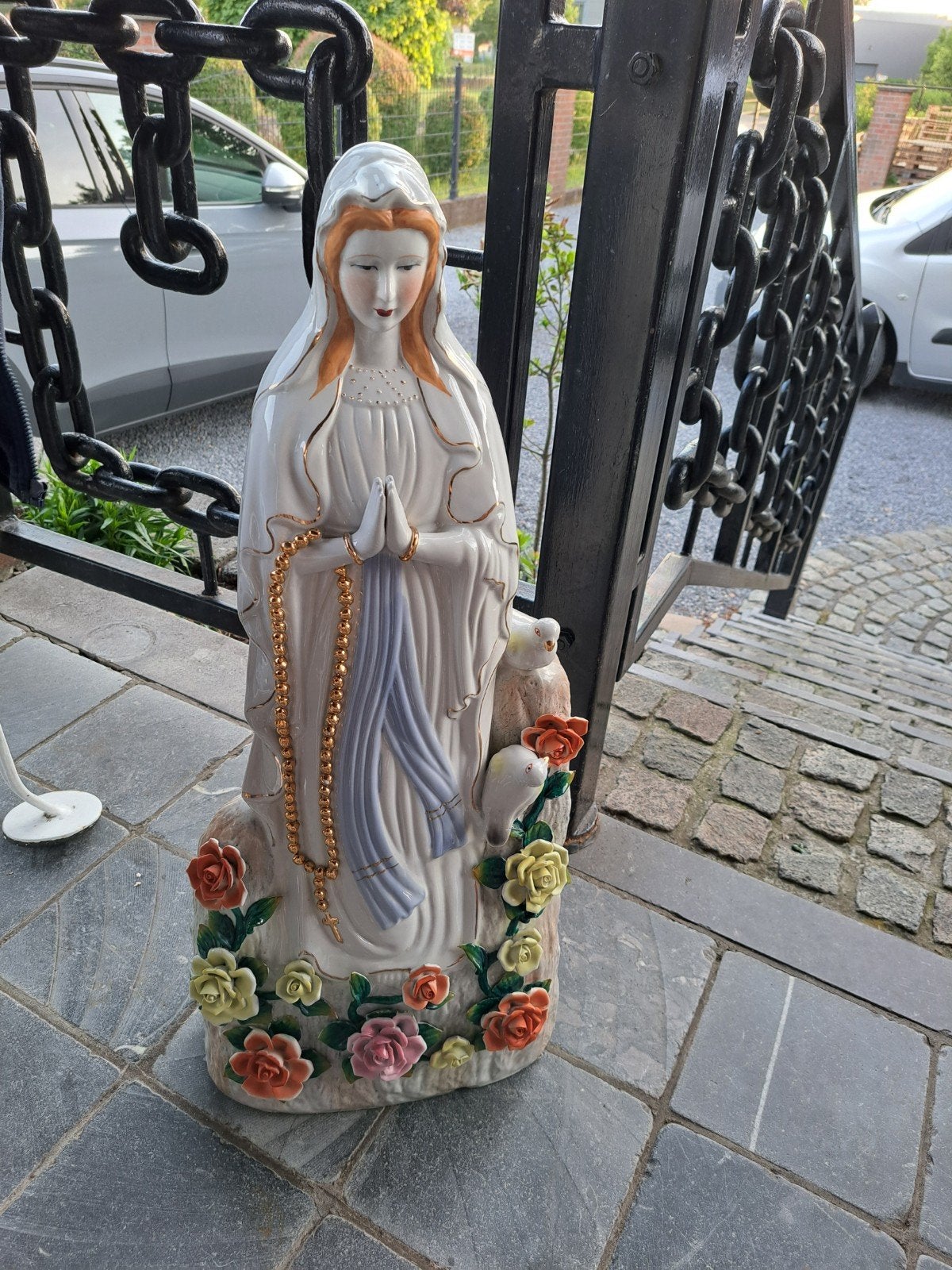 Vintage porseleinen beeld van Notre Dame de Lourdes, 70cm, Antiquités & Art, Enlèvement