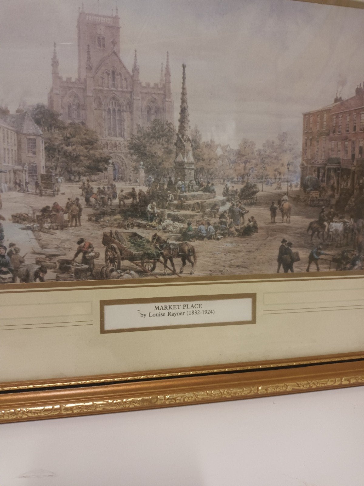 Sfeervolle ingelijste kunstdruk – "Market Place" (Louise Ray, Ophalen of Verzenden