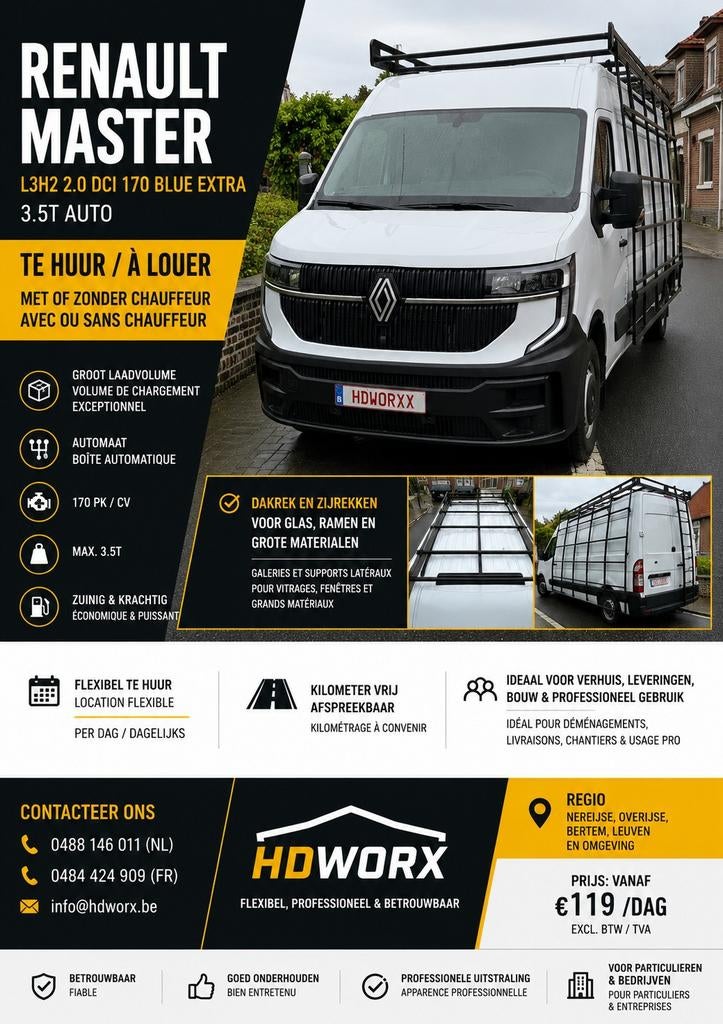 RENAULT MASTER L3H2 À LOUER, Enlèvement