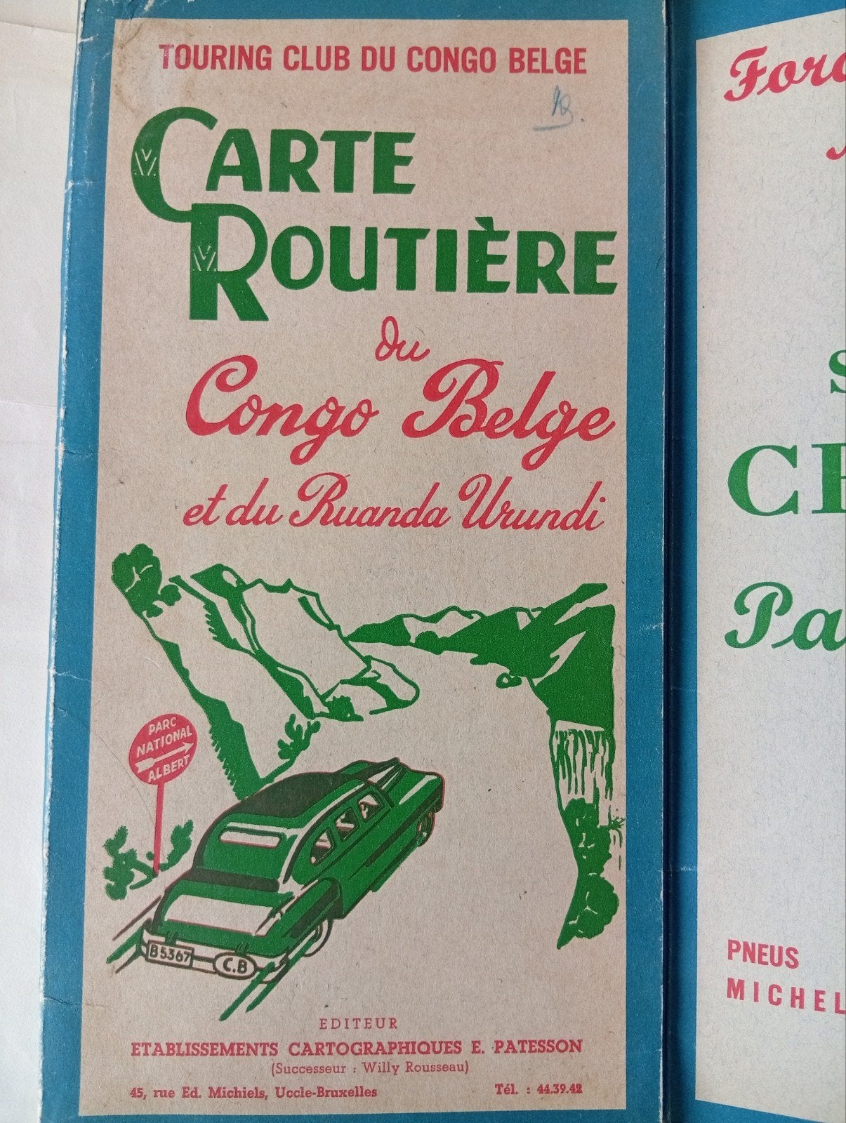 Carte routière du Congo Belge. Carte ancienne. Bruxelles, Livres, Enlèvement ou Envoi