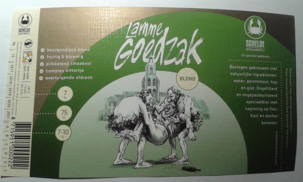 Étiquette de bière « Lamme Goedzak » (Scheldebrouwerij Belgi, Enlèvement ou Envoi, Neuf