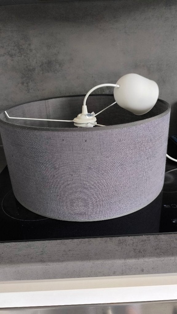abat-jour ou suspension, Suspension, Gris, Textile, Rond