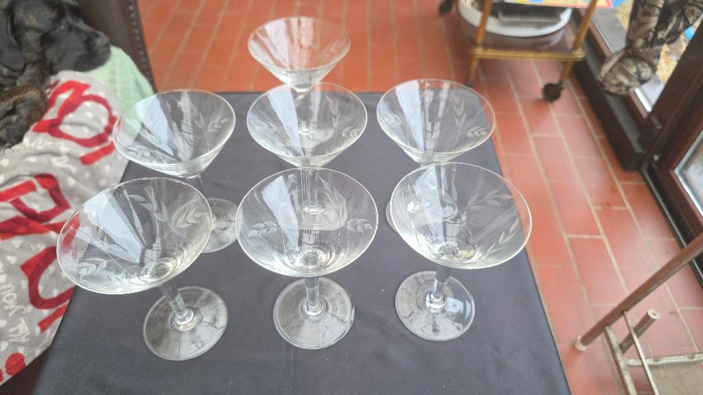 Set van 7 vintage champagne glazen, Ophalen of Verzenden, Zo goed als nieuw, Overige typen