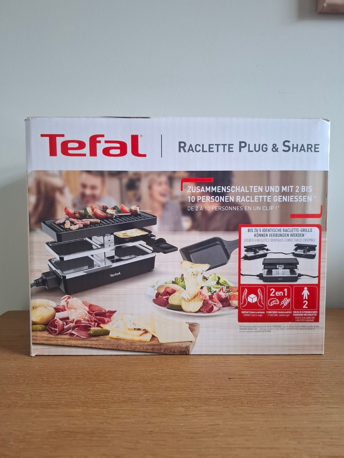 Appareil à raclette Tefal Plug & Share, scellé, neuf, Enlèvement ou Envoi, Neuf, Moins de 4 personnes