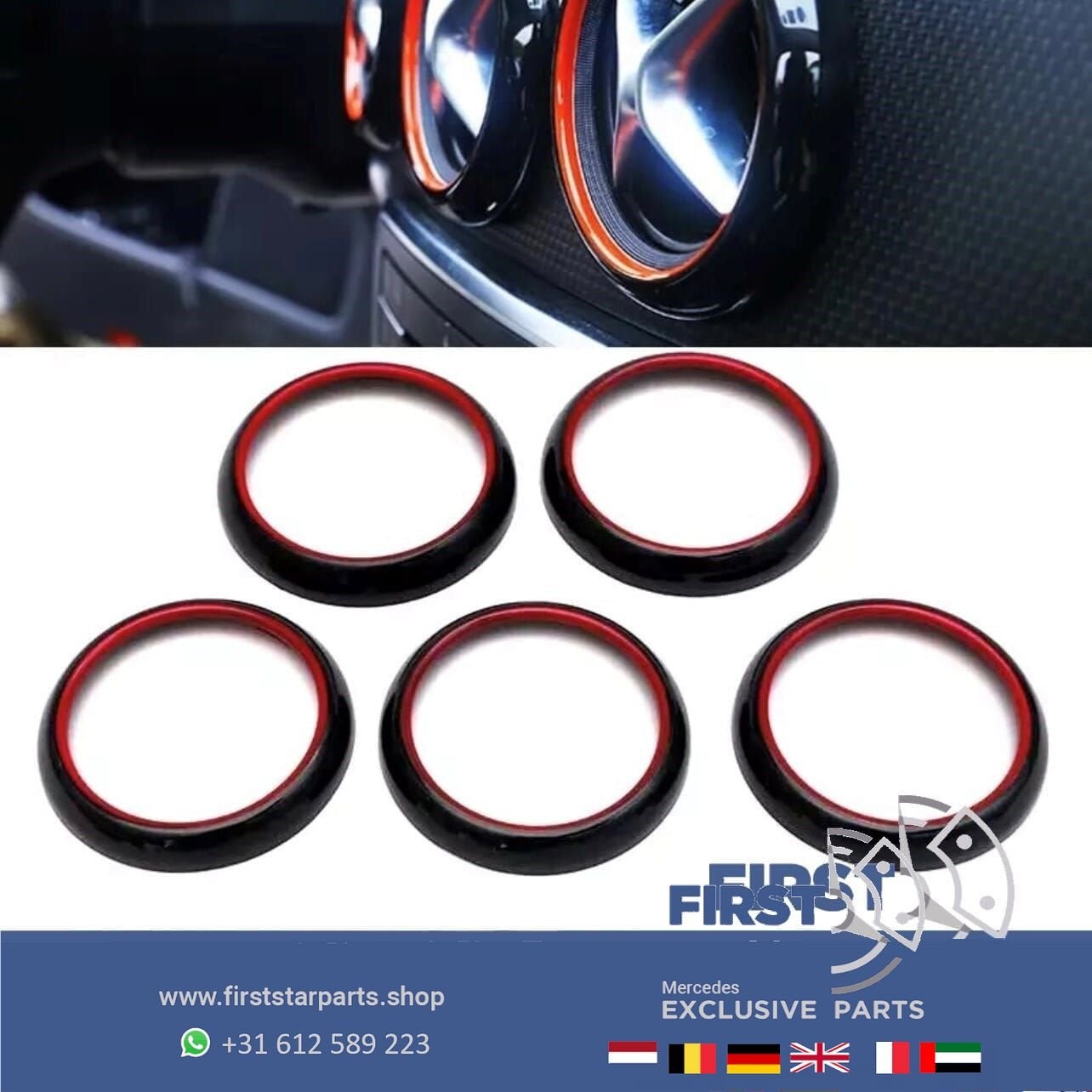 RODE AMG LUCHTROOSTER SET voor Mercedes W176 W117 W156 A45 C, Gebruikt, -, Ophalen of Verzenden, -