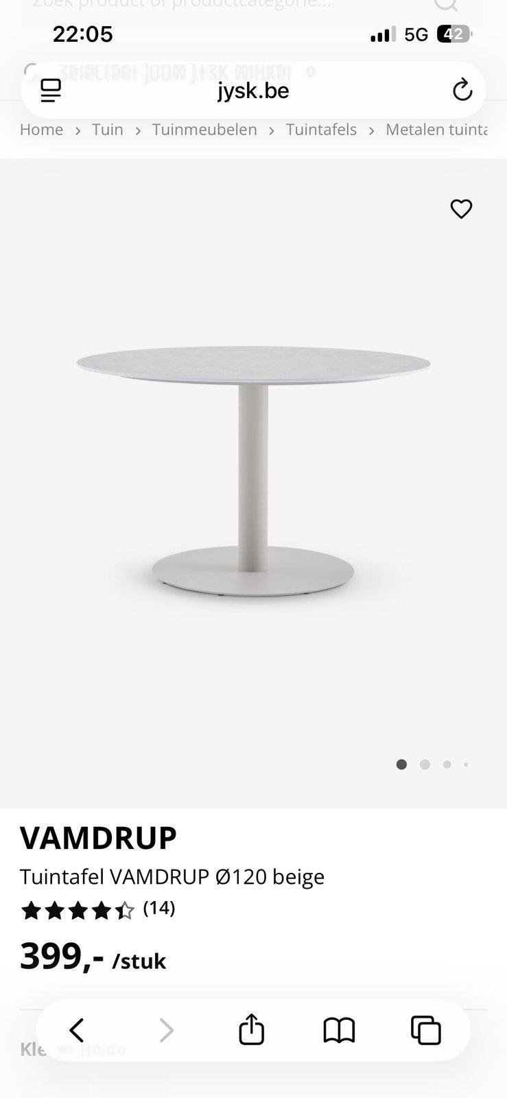 Vamdrup tafel 120diameter, Ophalen, Zo goed als nieuw